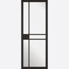 Room Divider - Greenwich Black Clear Glass Prefinished Double Doors with Single Side