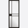 ThruEasi Room Divider - Greenwich Black Primed Clear Glass Unfinished Double Doors with Double Sides