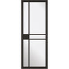 ThruEasi Black Room Divider - Greenwich Primed Clear Glass Unfinished Door Pair with Full Glass Sides