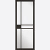 Top Mounted Black Sliding Track & Double Door - Greenwich Black Painted Doors - Clear Glass - Prefinished
