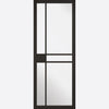Top Mounted Black Sliding Track & Double Door - Greenwich Black Painted Doors - Clear Glass - Prefinished