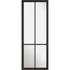 Double Sliding Door & Wall Track - Liberty 4 Pane Door - Clear Glass - Black Primed