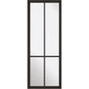 Top Mounted Black Sliding Track & Double Door - Liberty 4 Pane Black Painted Doors - Clear Glass