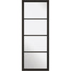 Two Sliding Doors and Frame Kit - Soho 4 Pane Door - Clear Glass - Black Primed