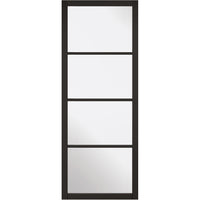 Single Sliding Door & Wall Track - Soho 4 Pane Door - Clear Glass - Black Primed