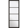 Soho 4 Pane Black Primed Single Evokit Pocket Door Detail - Clear Glass