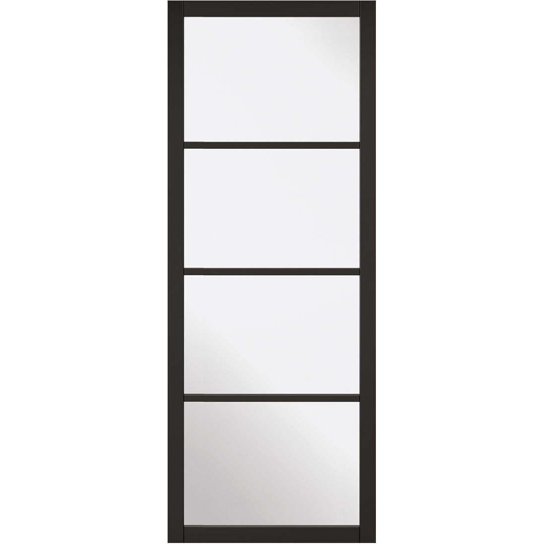 Soho 4 Pane Black Primed Single Evokit Pocket Door Detail - Clear Glass
