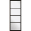 Double Sliding Door & Wall Track - Soho 4 Pane Door - Clear Glass - Black Primed