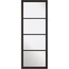 ThruEasi Room Divider - Soho 4 Pane Black Primed Clear Glass Unfinished Double Doors with Double Sides