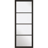 ThruEasi Black Room Divider - Soho 4 Pane Primed Clear Glass Unfinished Door Pair with Full Glass Sides