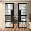Handmade Eco-Urban® Boston 4 Pane Double Evokit Pocket Door DD6311G - Clear Glass - Colour & Size Options