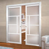 Handmade Eco-Urban® Boston 4 Pane Double Evokit Pocket Door DD6311SG - Frosted Glass - Colour & Size Options