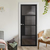 Boston 4 Pane Solid Wood Internal Door UK Made DD6311 - Tinted Glass - Eco-Urban® Shadow Black Premium Primed