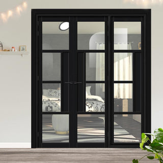 Image: Urban Ultimate® Room Divider Boston 4 Pane Door Pair DD6311C with Matching Side - Clear Glass - Colour & Height Options
