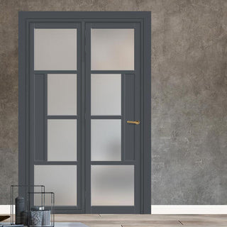 Image: Urban Ultimate® Room Divider Boston 4 Pane Door DD6311F - Frosted Glass with Full Glass Side - Colour & Size Options