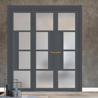 Image: Urban Ultimate® Room Divider Boston 4 Pane Door Pair DD6311F - Frosted Glass with Matching Side - Colour & Size Options