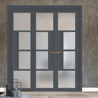 Image: Urban Ultimate® Room Divider Boston 4 Pane Door Pair DD6311F - Frosted Glass with Full Glass Side - Colour & Size Options
