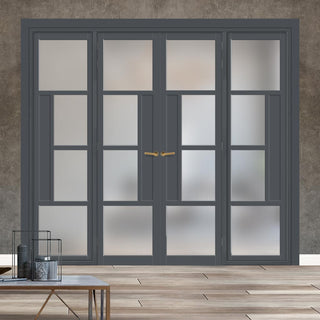 Image: Urban Ultimate® Room Divider Boston 4 Pane Door Pair DD6311F - Frosted Glass with Full Glass Sides - Colour & Size Options