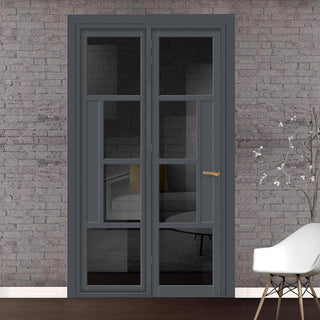 Image: Urban Ultimate® Room Divider Boston 4 Pane Door DD6311T - Tinted Glass with Full Glass Side - Colour & Size Options