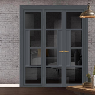 Image: Urban Ultimate® Room Divider Boston 4 Pane Door Pair DD6311T - Tinted Glass with Matching Side - Colour & Size Options