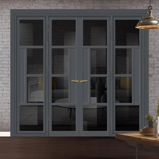Image: Urban Ultimate® Room Divider Boston 4 Pane Door Pair DD6311T - Tinted Glass with Matching Sides - Colour & Size Options