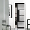 Bespoke Handmade Eco-Urban® Boston 4 Pane Single Evokit Pocket Door DD6311SG - Frosted Glass - Colour Options