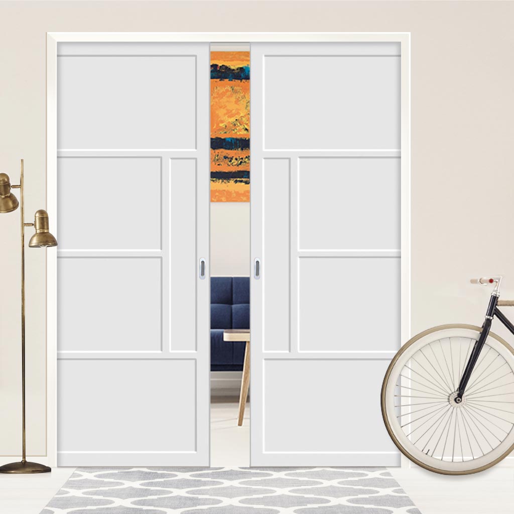 Handmade Eco-Urban Boston 4 Panel Double Evokit Pocket Door DD6311 - Colour & Size Options