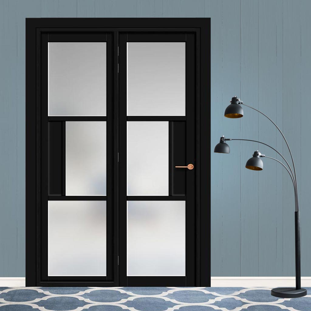 Urban Ultimate® Room Divider Breda 3 Pane 1 Panel Door DD6439F - Frosted Glass with Matching Side - Colour & Size Options