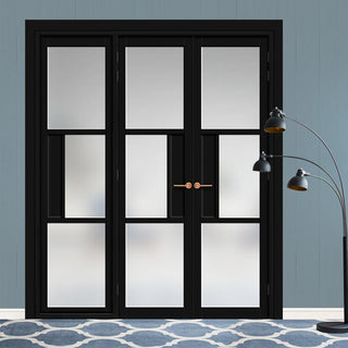Image: Urban Ultimate® Room Divider Breda 3 Pane 1 Panel Door Pair DD6439F - Frosted Glass with Matching Side - Colour & Size Options