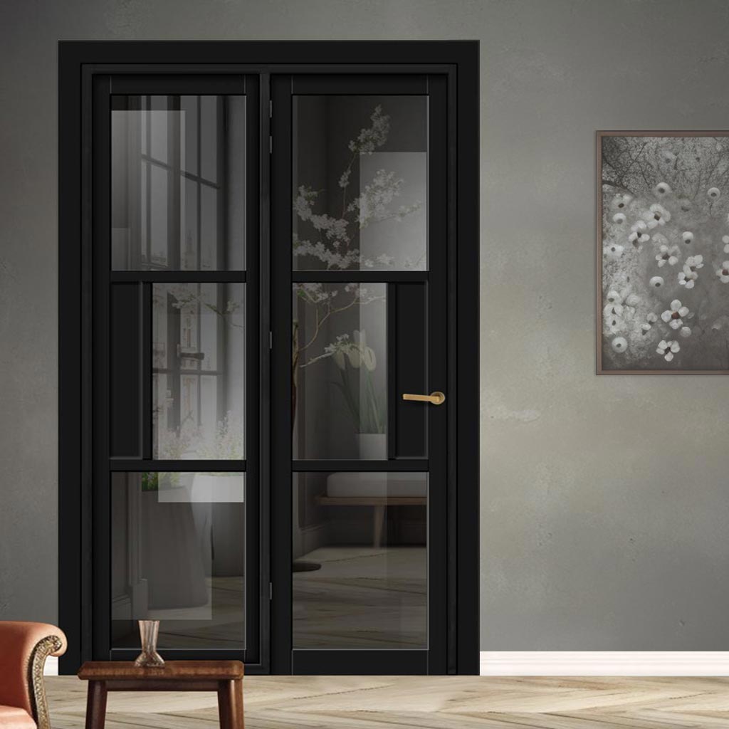 Urban Ultimate® Room Divider Breda 3 Pane 1 Panel Door DD6439T - Tinted Glass with Full Glass Side - Colour & Size Options