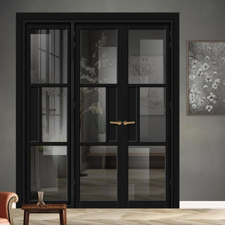 Image: Urban Ultimate® Room Divider Breda 3 Pane 1 Panel Door Pair DD6439T - Tinted Glass with Matching Side - Colour & Size Options