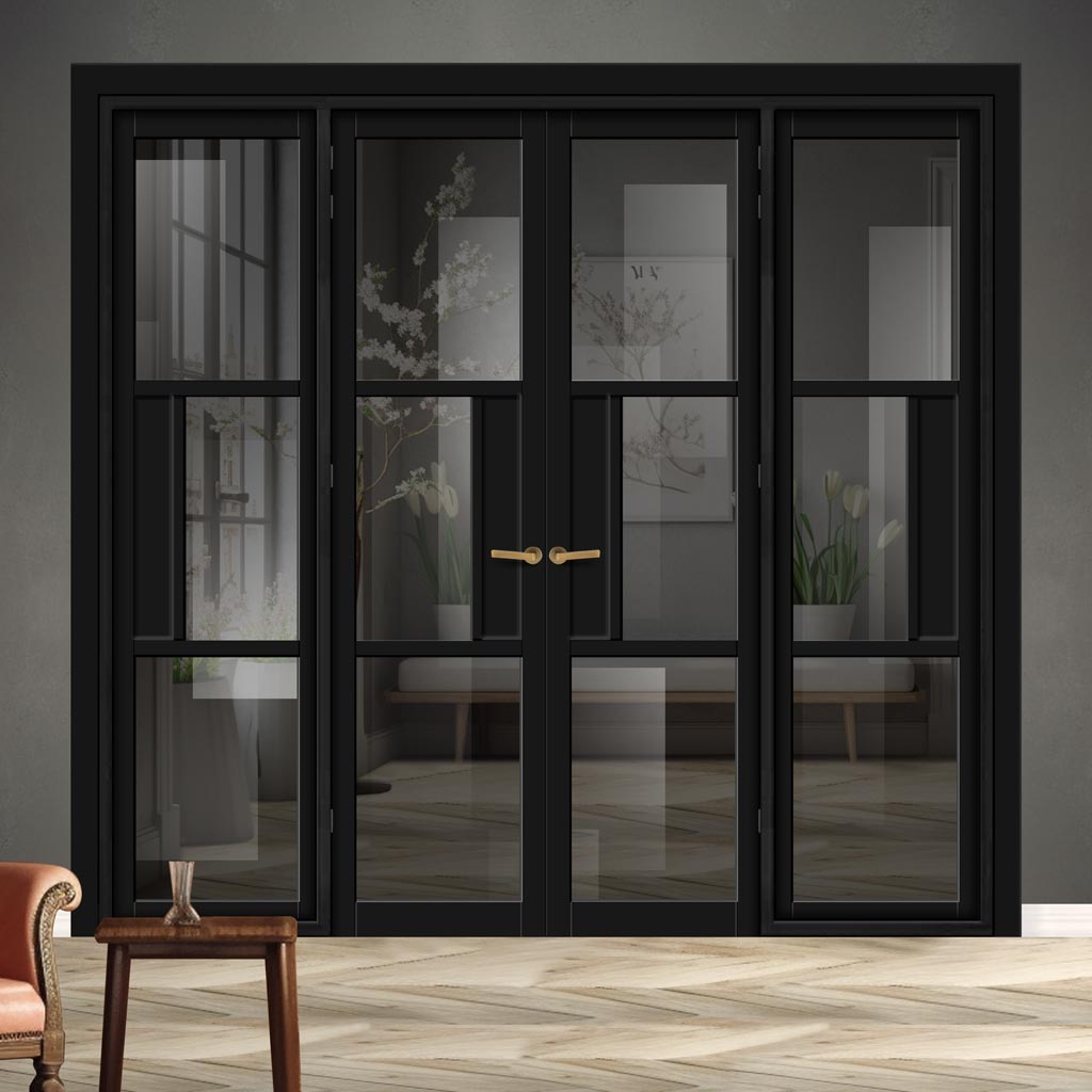 Urban Ultimate® Room Divider Breda 3 Pane 1 Panel Door Pair DD6439T - Tinted Glass with Matching Sides - Colour & Size Options