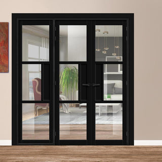 Image: Urban Ultimate® Room Divider Breda 3 Pane Door Pair DD6439C with Matching Side - Clear Glass - Colour & Height Options