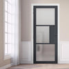Breda 3 Pane 1 Panel Solid Wood Internal Door UK Made DD6439SG Frosted Glass - Eco-Urban® Stormy Grey Premium Primed