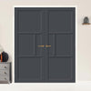 Breda 4 Panel Solid Wood Internal Door Pair UK Made DD6439 - Eco-Urban® Stormy Grey Premium Primed