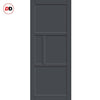 Top Mounted Black Sliding Track & Solid Wood Door - Eco-Urban® Breda 4 Panel Solid Wood Door DD6439 - Stormy Grey Premium Primed