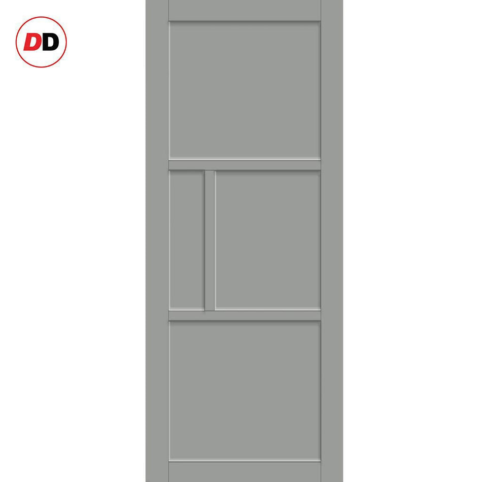 Breda 4 Panel Solid Wood Internal Door UK Made DD6439 - Eco-Urban® Mist Grey Premium Primed
