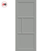 Top Mounted Black Sliding Track & Solid Wood Door - Eco-Urban® Breda 4 Panel Solid Wood Door DD6439 - Mist Grey Premium Primed