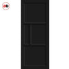 Top Mounted Black Sliding Track & Solid Wood Double Doors - Eco-Urban® Arran 5 Panel Doors DD6432 - Shadow Black Premium Primed
