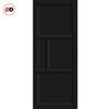 Top Mounted Black Sliding Track & Solid Wood Double Doors - Eco-Urban® Arran 5 Panel Doors DD6432 - Shadow Black Premium Primed