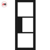 Breda 3 Pane 1 Panel Solid Wood Internal Door Pair UK Made DD6439SG Frosted Glass - Eco-Urban® Shadow Black Premium Primed