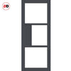 Breda 3 Pane Solid Wood Internal Door UK Made DD6439G Clear Glass - Eco-Urban® Stormy Grey Premium Primed