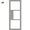 Bespoke Top Mounted Sliding Track & Solid Wood Door - Eco-Urban® Breda 3 Pane 1 Panel Door DD6439SG Frosted Glass - Premium Primed Colour Options