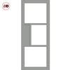 Breda 3 Pane Solid Wood Internal Door Pair UK Made DD6439G Clear Glass - Eco-Urban® Mist Grey Premium Primed