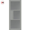 Breda 3 Pane 1 Panel Solid Wood Internal Door UK Made DD6439 - Tinted Glass - Eco-Urban® Mist Grey Premium Primed