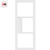 Top Mounted Black Sliding Track & Solid Wood Door - Eco-Urban® Breda 3 Pane 1 Panel Solid Wood Door DD6439SG Frosted Glass - Cloud White Premium Primed