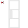 Top Mounted Black Sliding Track & Solid Wood Door - Eco-Urban® Breda 3 Pane 1 Panel Solid Wood Door DD6439G Clear Glass - Cloud White Premium Primed