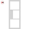 Breda 3 Pane 1 Panel Solid Wood Internal Door Pair UK Made DD6439SG Frosted Glass - Eco-Urban® Cloud White Premium Primed