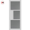 Breda 3 Pane 1 Panel Solid Wood Internal Door Pair UK Made DD6439 - Tinted Glass - Eco-Urban® Cloud White Premium Primed
