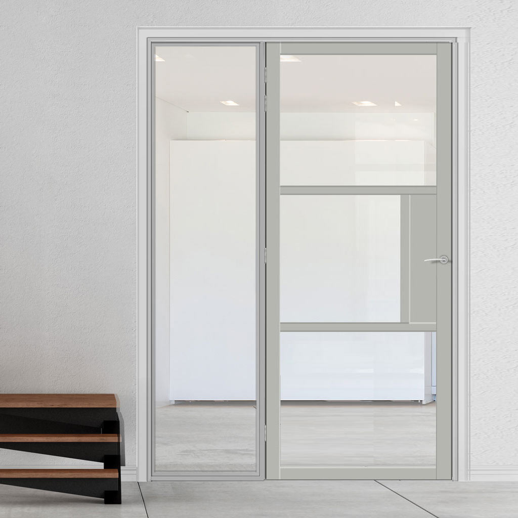 Bespoke Room Divider - Eco-Urban® Breda Door DD6439C - Clear Glass with Full Glass Side - Premium Primed - Colour & Size Options